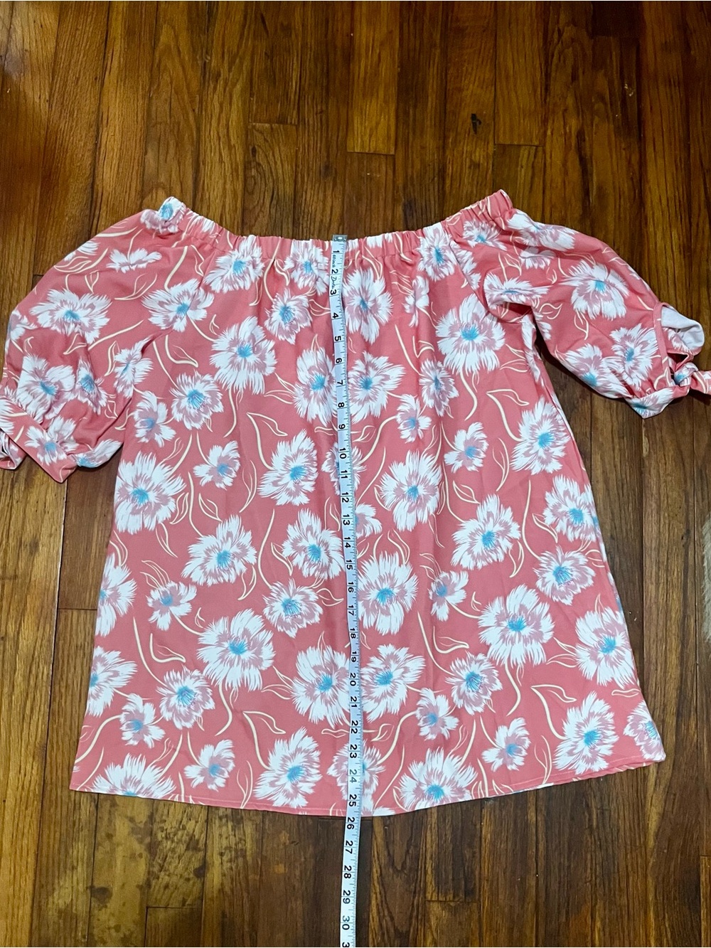 Off-Shoulder Floral Top in Coral Pink